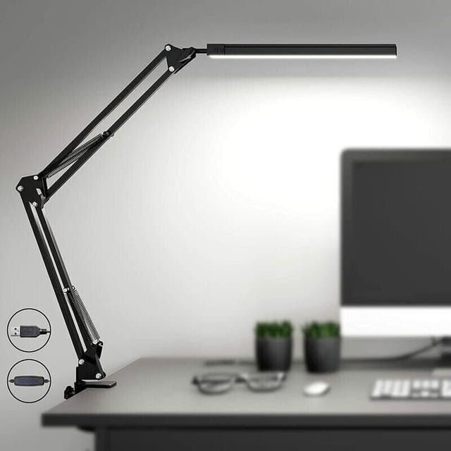 Verstellbare Led-schreibtischlampe Mit 3 Farbmodi, 10 Helligkeitsstufen, 360°-drehung Und Usb-stromversorgung – Ulisem