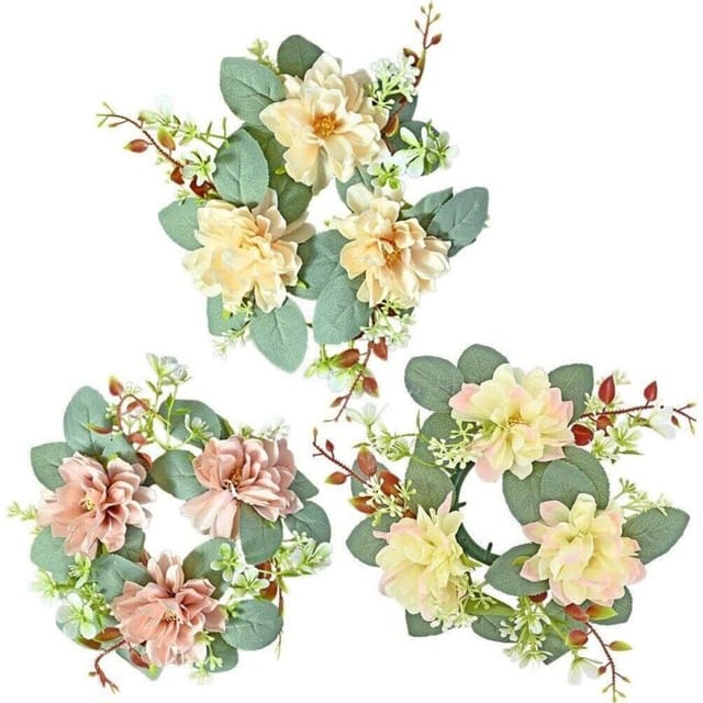 Künstliche Blumenkränze Für Kerzenhalter – 3er-set, 12 Cm Durchmesser, Elegante Und Langlebige Dekoration – Ulisem