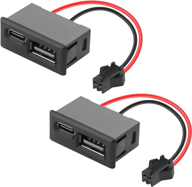 Jst Sm 2-pin Auf Usb & Usb-c Ladeanschlussbuchse 5v2a Sm Stecker Stecker Auf Usb + Usb Typ-c Buchse Schnappverschluss Dual-port-adapter, Für Led-lichtspielzeug, 7cm / 2,8in, 2 Stück (nebeneinander)