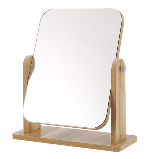 Ecarla Standkosmetikspiegel, Rechteckig, Holz, 22x17cm L7br