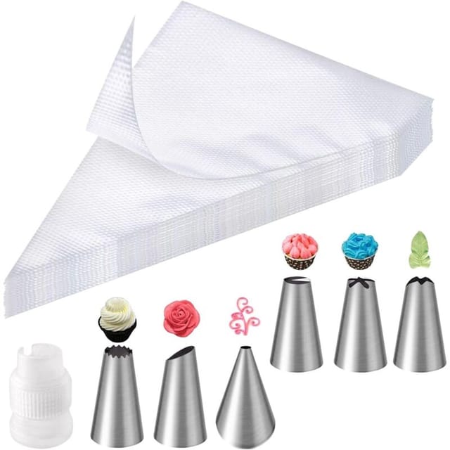 Professioneller Einweg-spritzbeutel Mit 100 Edelstahltüllen Und Adapter – Ideal Zum Dekorieren Von Kuchen, Cupcakes Und Gebäck – Ulisem