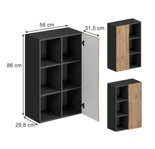 Midischrank Willow, Artisan, 56 X 86 Cm Mit 3 Offenen Fächern, Vicco
