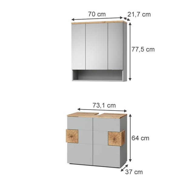 Badmöbel-set Eden, Grau, 2 Teile, Vicco