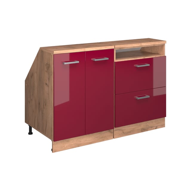 Küchenschrank Für Dachschrägen R-line, Rot Hochglanz, 120 Cm 2er Set Schrankkorpuss 60 Cm Tiefe, Vicco