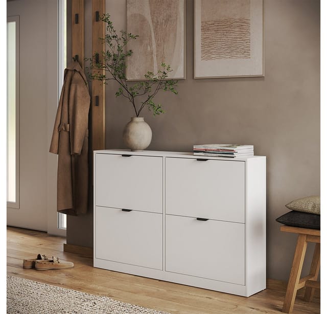 Schuhkipper Gizmo, Weiß, 115 X 77.6 Cm Mit 2x2 Fächern, Vicco