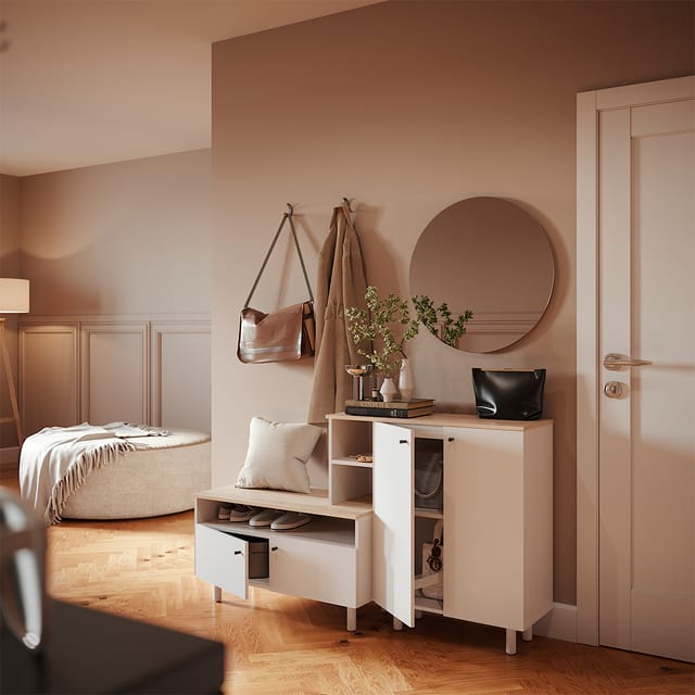 Flurschrank Elano, Weiß/eiche, 140 X 80 Cm, Vicco