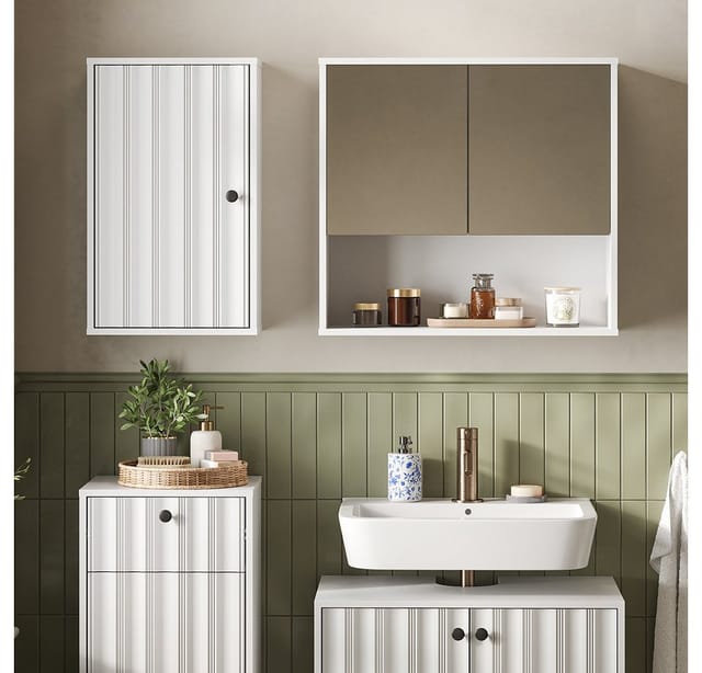 Badschrank Eliza, Weiß Riffel, 40 X 65 Cm, Vicco
