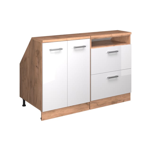 Küchenschrank Für Dachschrägen R-line, Weiß Hochglanz, 120 Cm 2er Set Schrankkorpuss 60 Cm Tiefe, Vicco