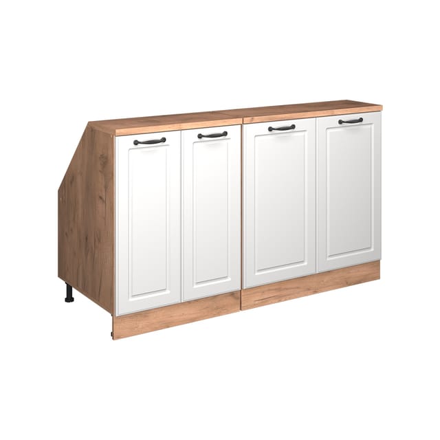 Küchenschrank Für Dachschrägen R-line, Weiß Landhaus, 140 Cm 2er Set Schrankkorpuss 60 Cm Tiefe, Vicco