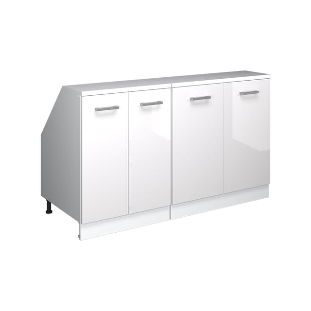Küchenschrank Für Dachschrägen R-line, Weiß Hochglanz, 140 Cm 2er Set Schrankkorpuss 60 Cm Tiefe, Vicco