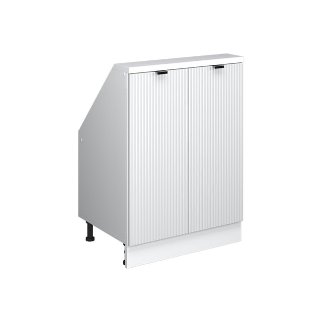 Küchenschrank Für Dachschrägen R-line, Weiß Riffel, 60 Cm Mit 2 Türen, Vicco
