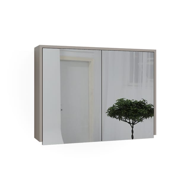 Badspiegelschrank J-shape, Cashmere, 80 X 60 Cm Mit 2 Geschlossenen Fächern, Vicco