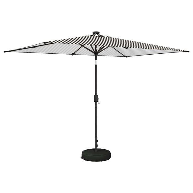 Vidaxl Garden Parasol With Led Lights And Base 200 X 300 Cm Polyester
