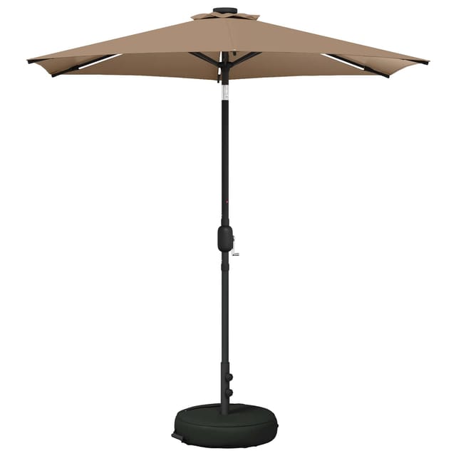 Vidaxl Garden Parasol With Led Lights And Base 230 X 230 Cm Polyester