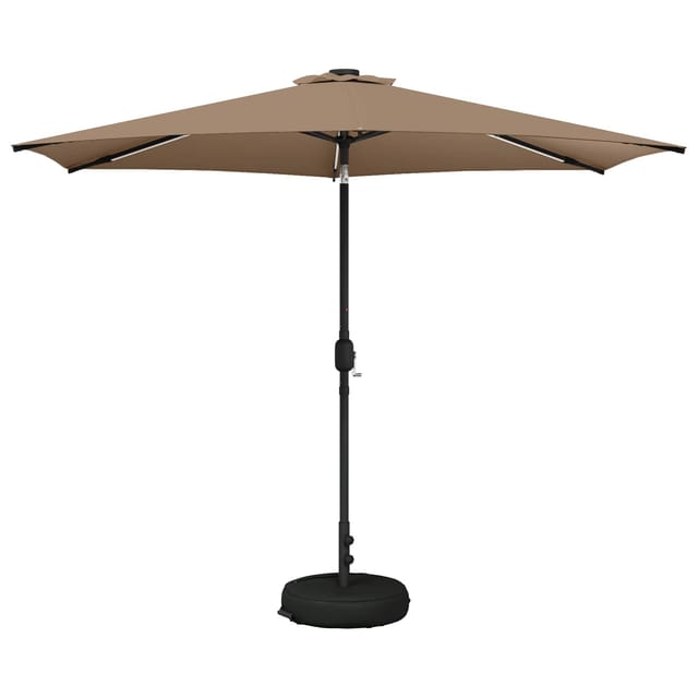 Vidaxl Garden Parasol With Led Lights And Base 300 X 300 Cm Polyester