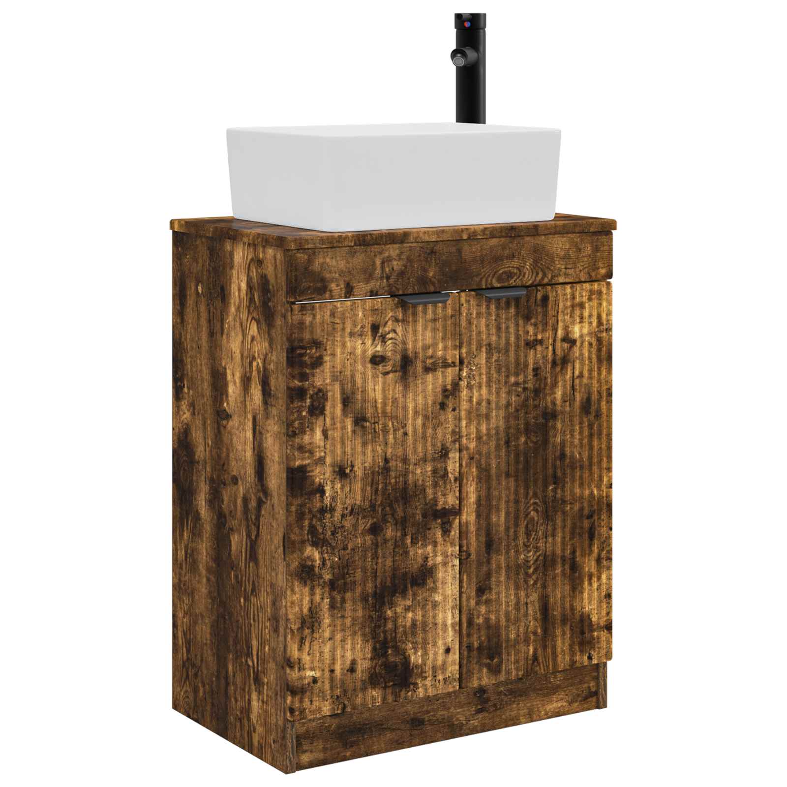 Badezimmerschrank Mit Waschbecken Räuchereiche 54 X 35 X 83 Cm Vidaxl