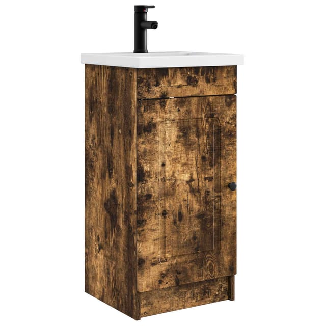 Badezimmerschrank Mit Waschbecken Räuchereiche Vidaxl
