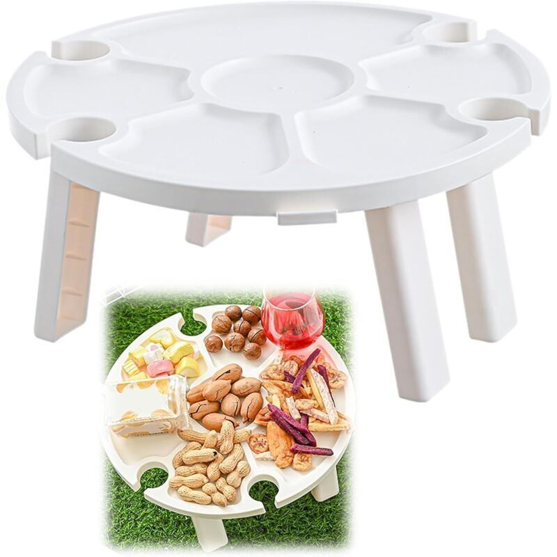 Tragbarer Picknicktisch, Kompakter Strandtisch Und Kleiner Campingtisch, 30 X 16 Cm, Aus Weißem Kunststoff, Faltbar Und Leicht, Ideal Für Outdoor-aktivitäten.