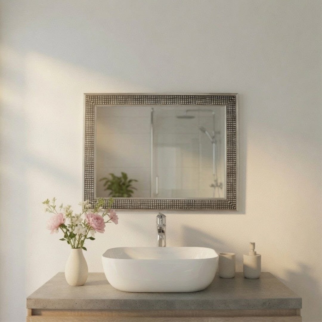 Rechteckiger Spiegel Mit Mdf-rahmen Im Vintage-look, Beidseitig Montierbar, 64,5x84,5 Cm