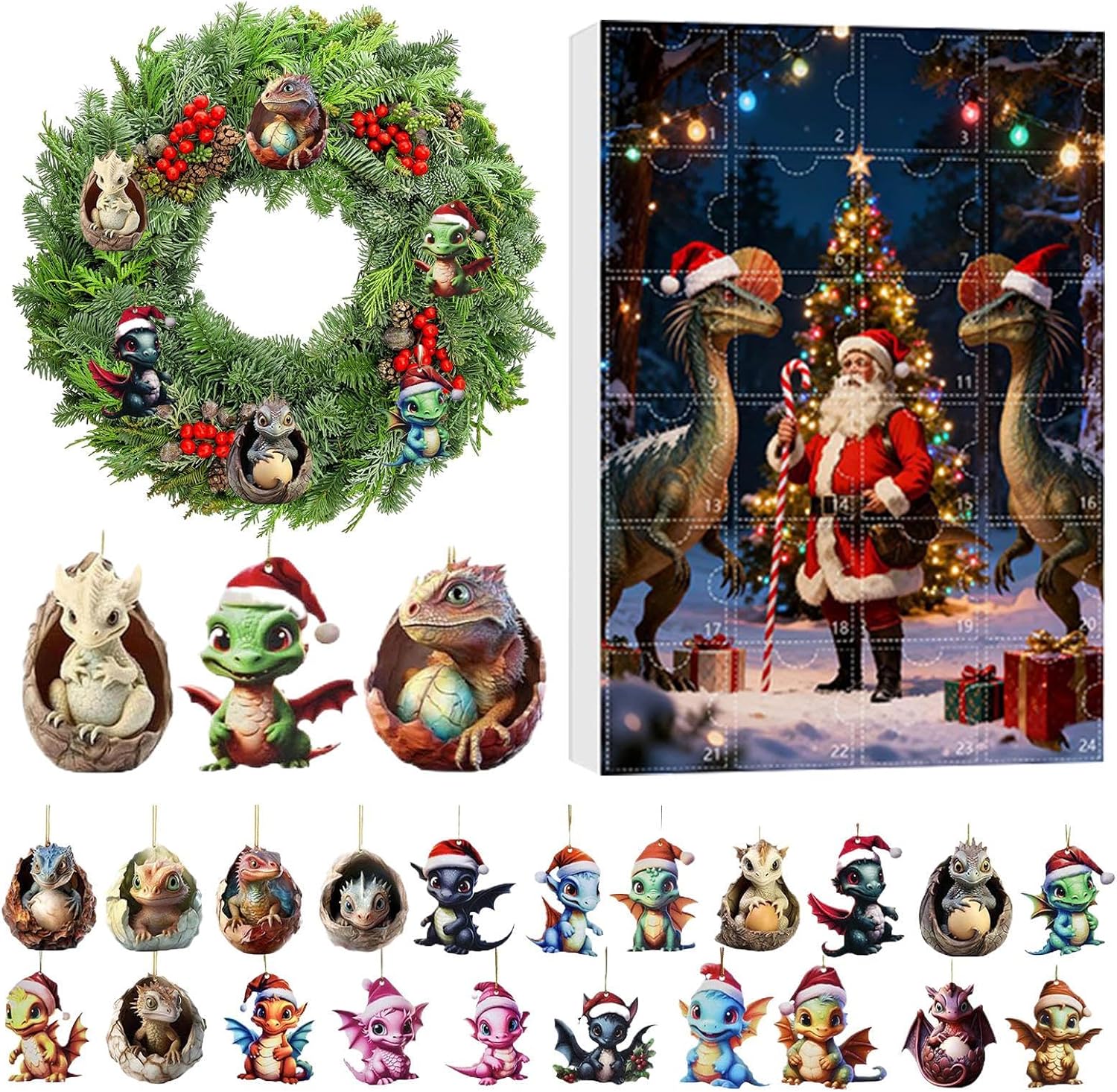 Drachen-adventskalender-ornament, Weihnachtsdekoration, 2d-acryl, 24 Cm Baby-drache, Weihnachtsdekoration Für Zuhause, Weihnachtsbaum, Auto, Rückspiegel, Wand, Tür, Erwachsene