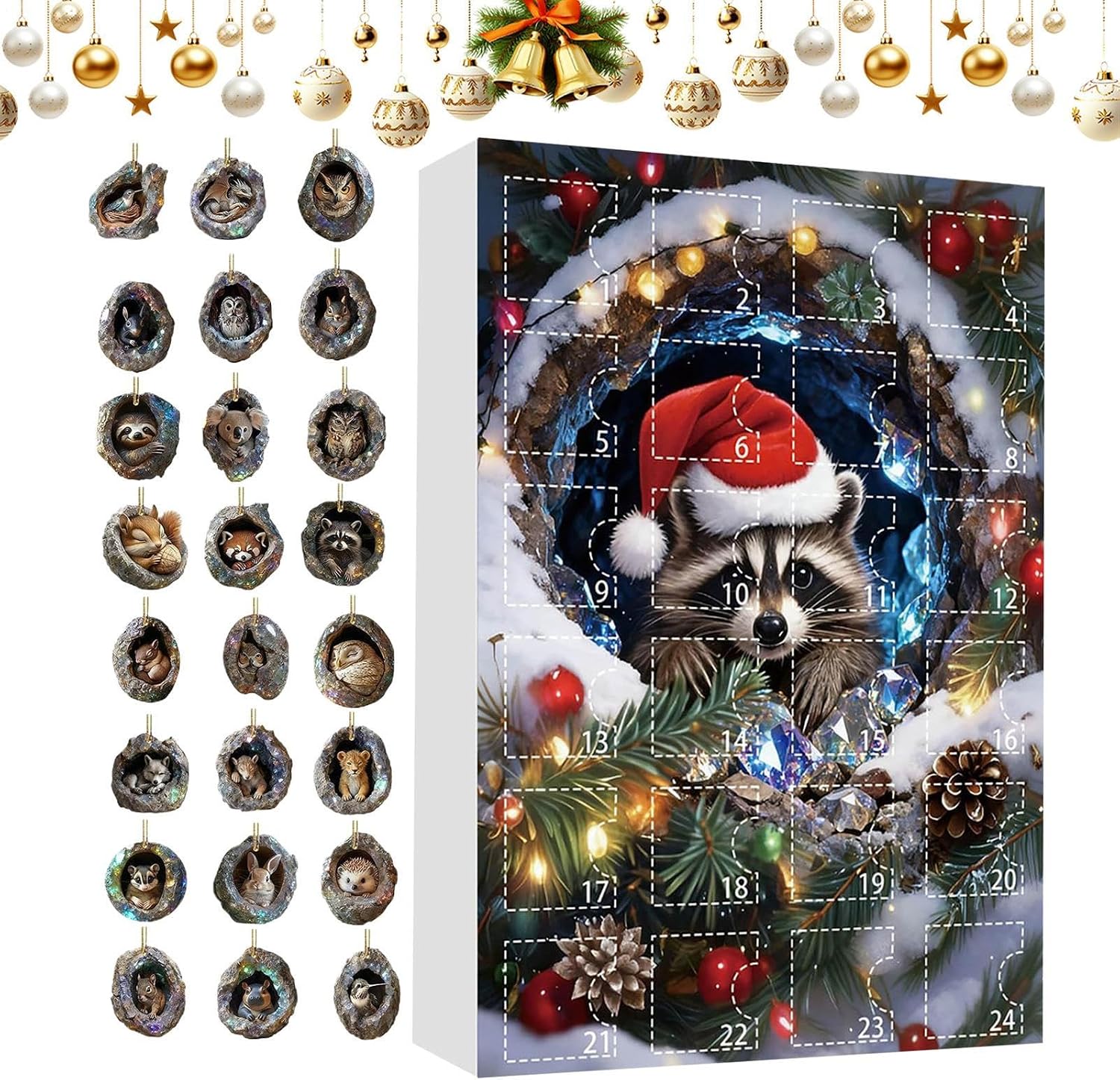 24-tägiger Tier-adventskalender, 2d-acryl-weihnachtskalender-dekoration Hängender Schulschmuck Für Fenster, Haustür, Balkon, Weihnachtsbaum, Party