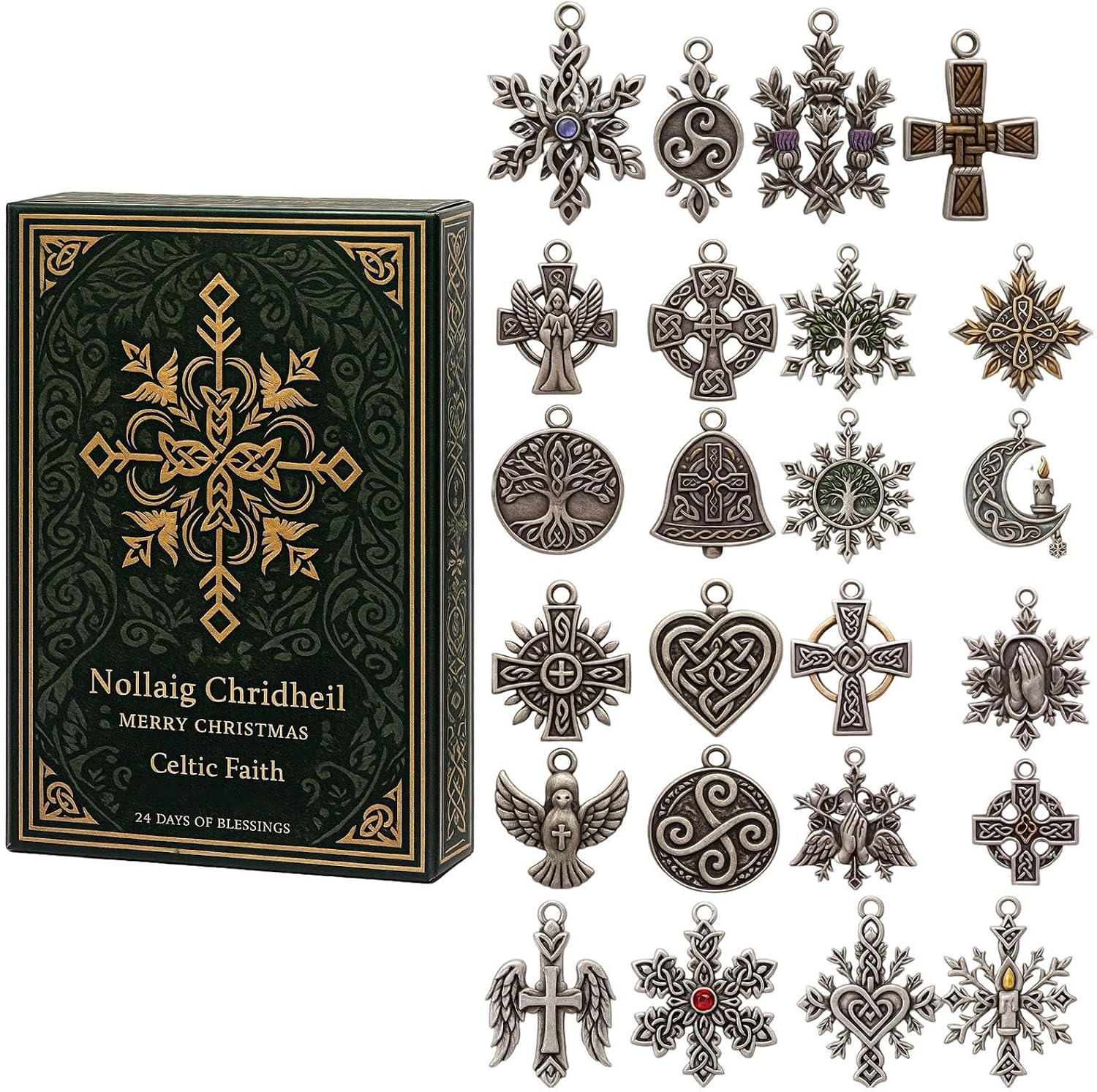 Keltischer Adventskalender Countdown 2d Flat Mindfulness Keltische Countdown-ornamente Für Weihnachten Für Fenster, Wand, Baum, Tür, Kamin
