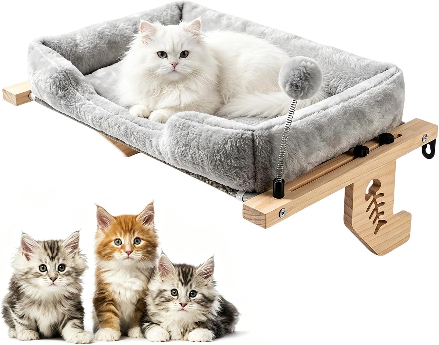 Fensterbank-liegeplatz Für Katzen Mit Weichem Kissen Und Ball Fensterbankkissen Für Balkon Und Haus