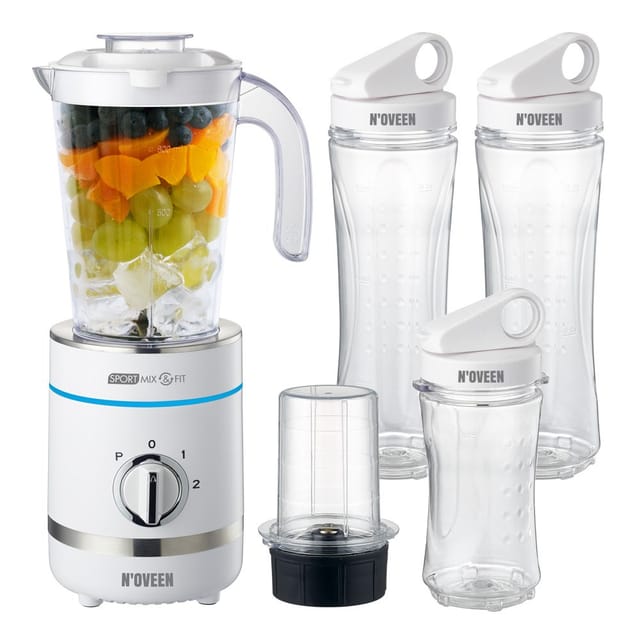 N'Oveen Fitness Mixer Smoothie Maker, Standmixer, 500 Watt Multifunktions-sportmixer 2 X 600 Ml & 300 Ml