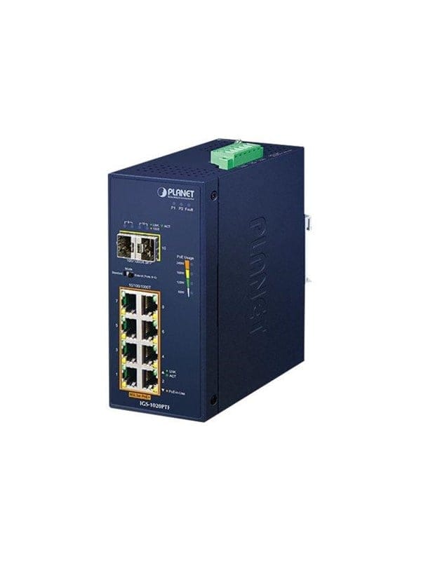 Planet Technology Planet Ip30 Ind 8-p 10/100/1000t 802.3at Poe+ 2-port 100/1000x - Switch - 20 Gbps (igs-1020ptf)