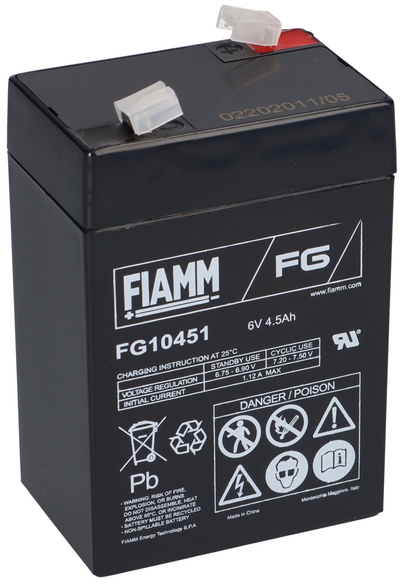 Blei-akku Fg10451 Pb 6v / 4,5ah Faston 4,8mm - Fiamm