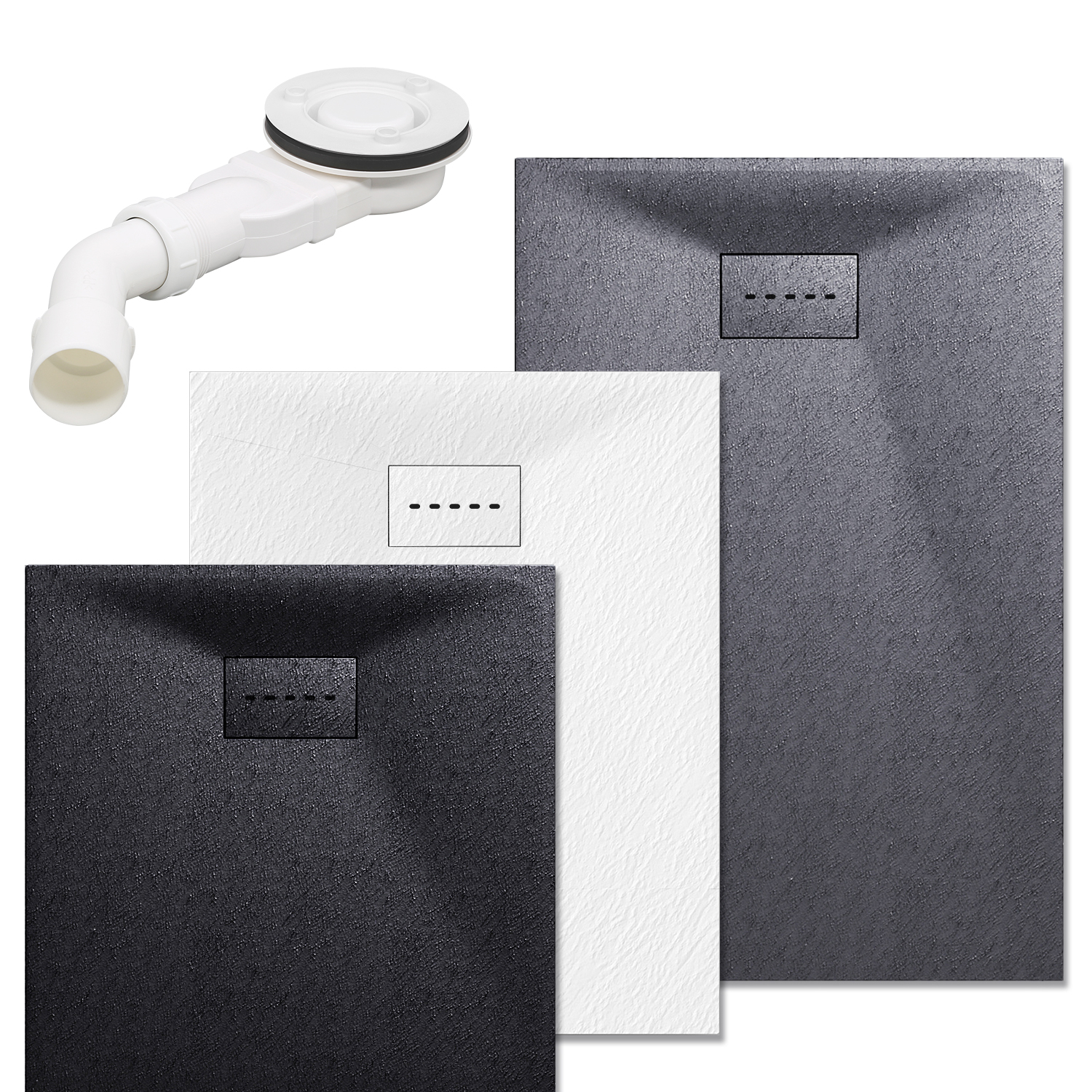Duschwanne Duschtasse Dusche Flach Smc Inkl.ablaufgarnitur,antirutsch,schneidbaren Design Weiß 140 X 80 Cm - Sonni