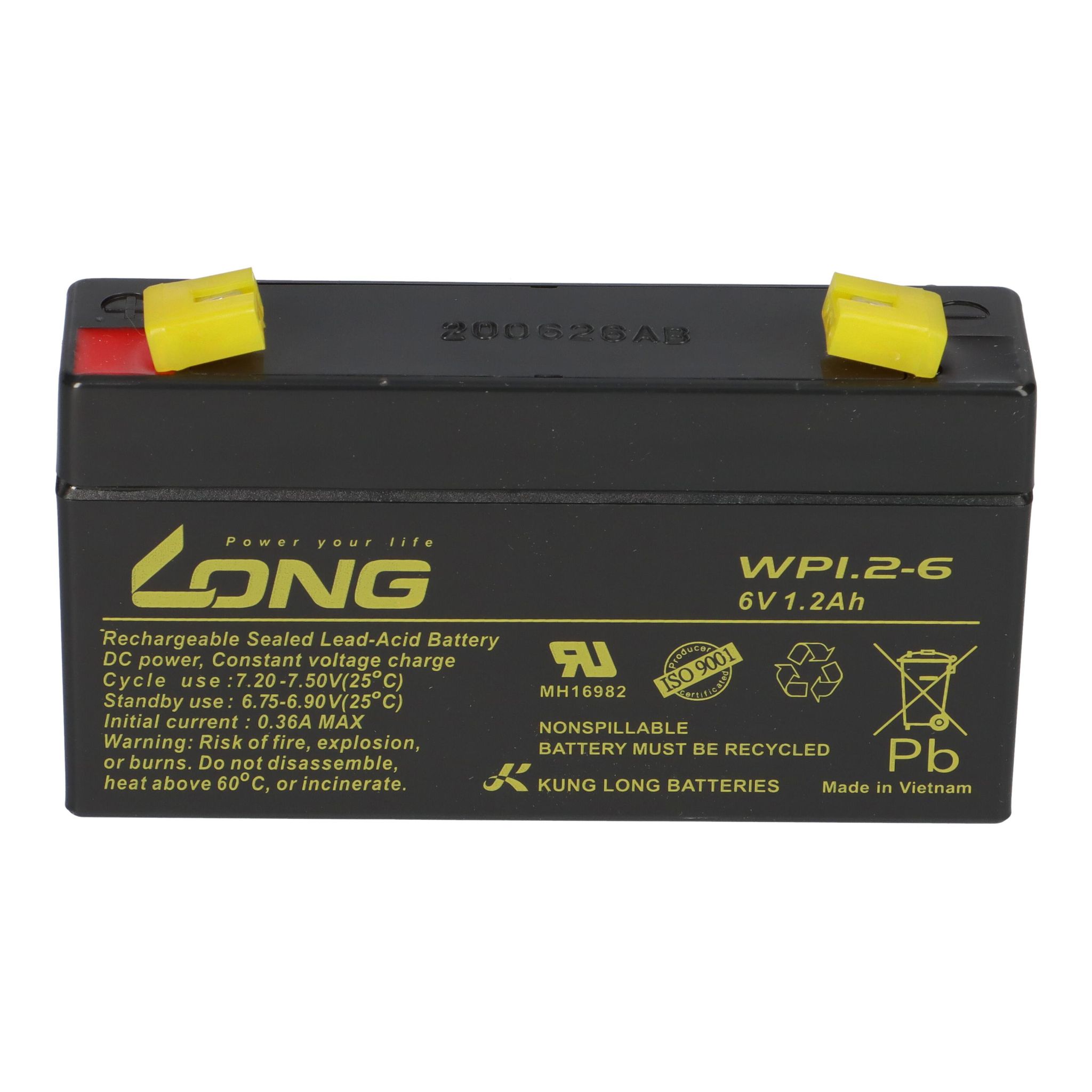 Kung Long Akku Wp1.2-6 6v 1,2ah.agm Blei Vlies 6volt
