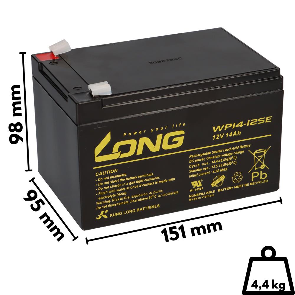 Kunglong - 36v 3x 12v 14ah Agm Blei Akku Kompatibel Elektro Scooter Eco Fun 2