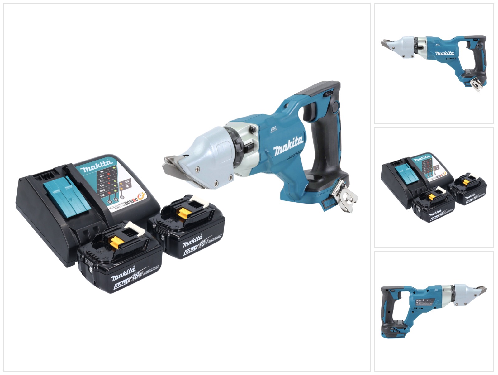 Makita Djs 200 Rg Akku Blechschere 18 V 2,0 Mm Brushless + 2x Akku 6,0 Ah + Ladegerät