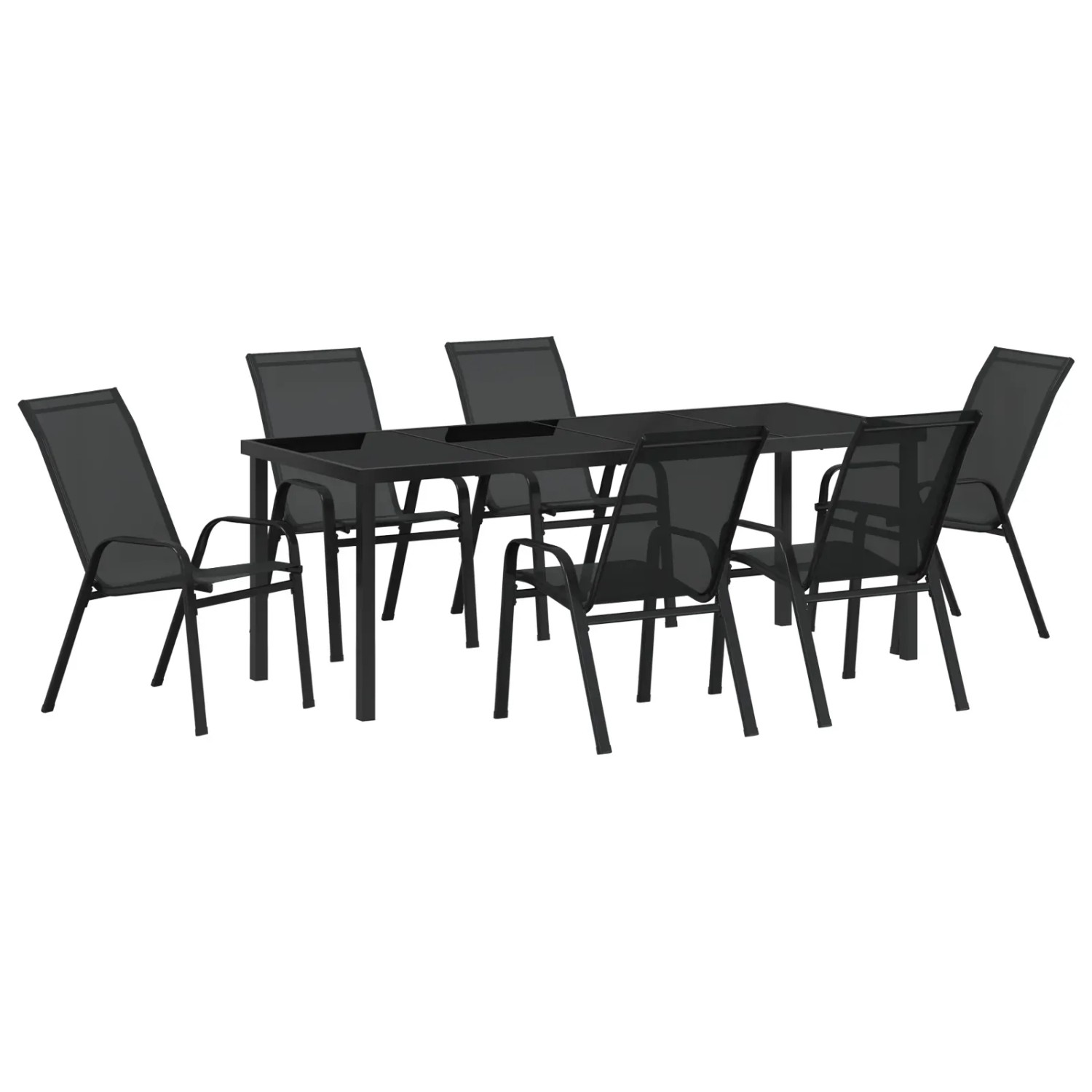 Garten Essgruppe 7 Stk. Schwarz Pulverbeschichteter Stahl Vidaxl