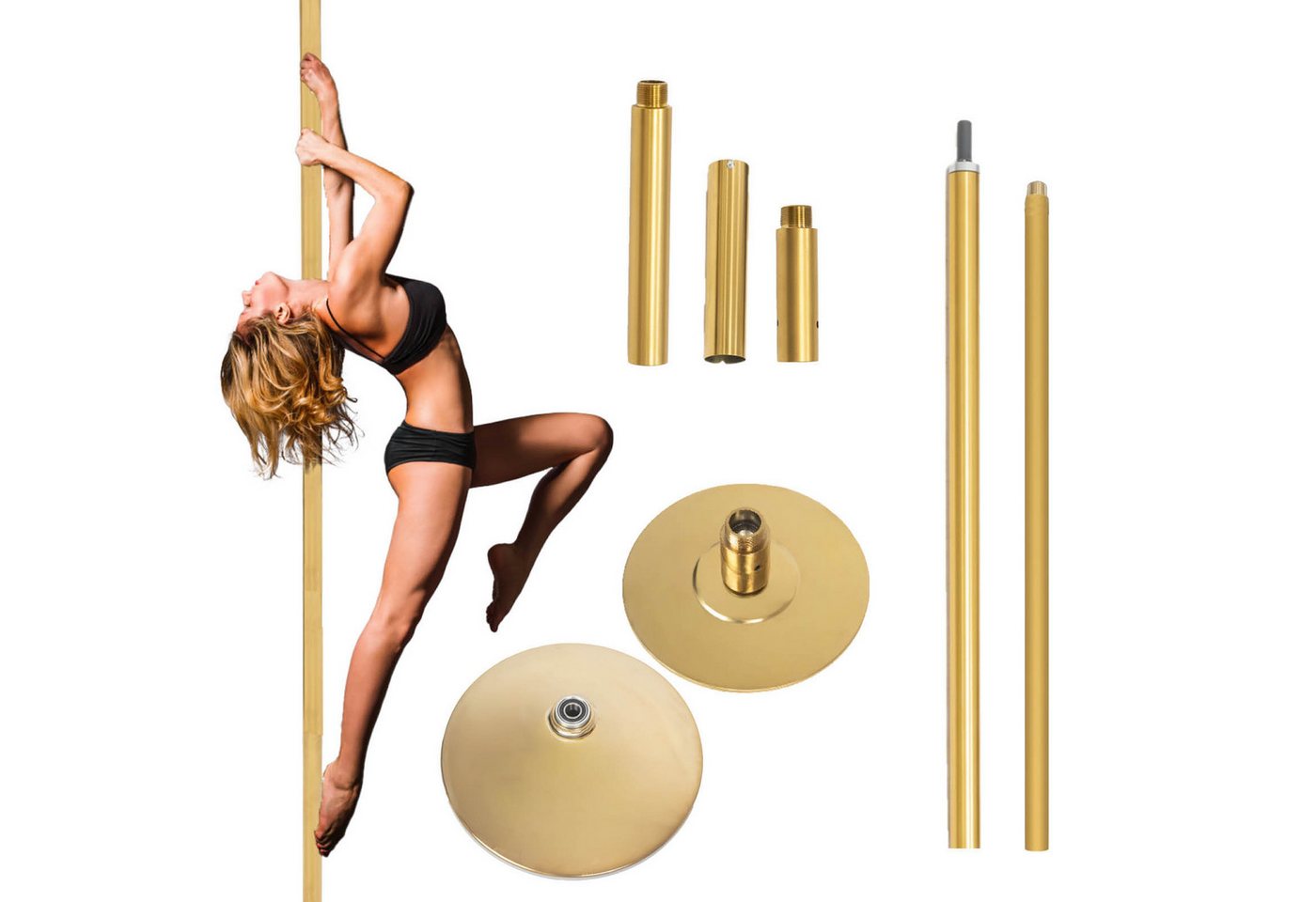 TRUTZHOLM Pole Dance Tanzstange Profi 231 bis 274 cm Durchmesser 45 mm Gold Bild 4
