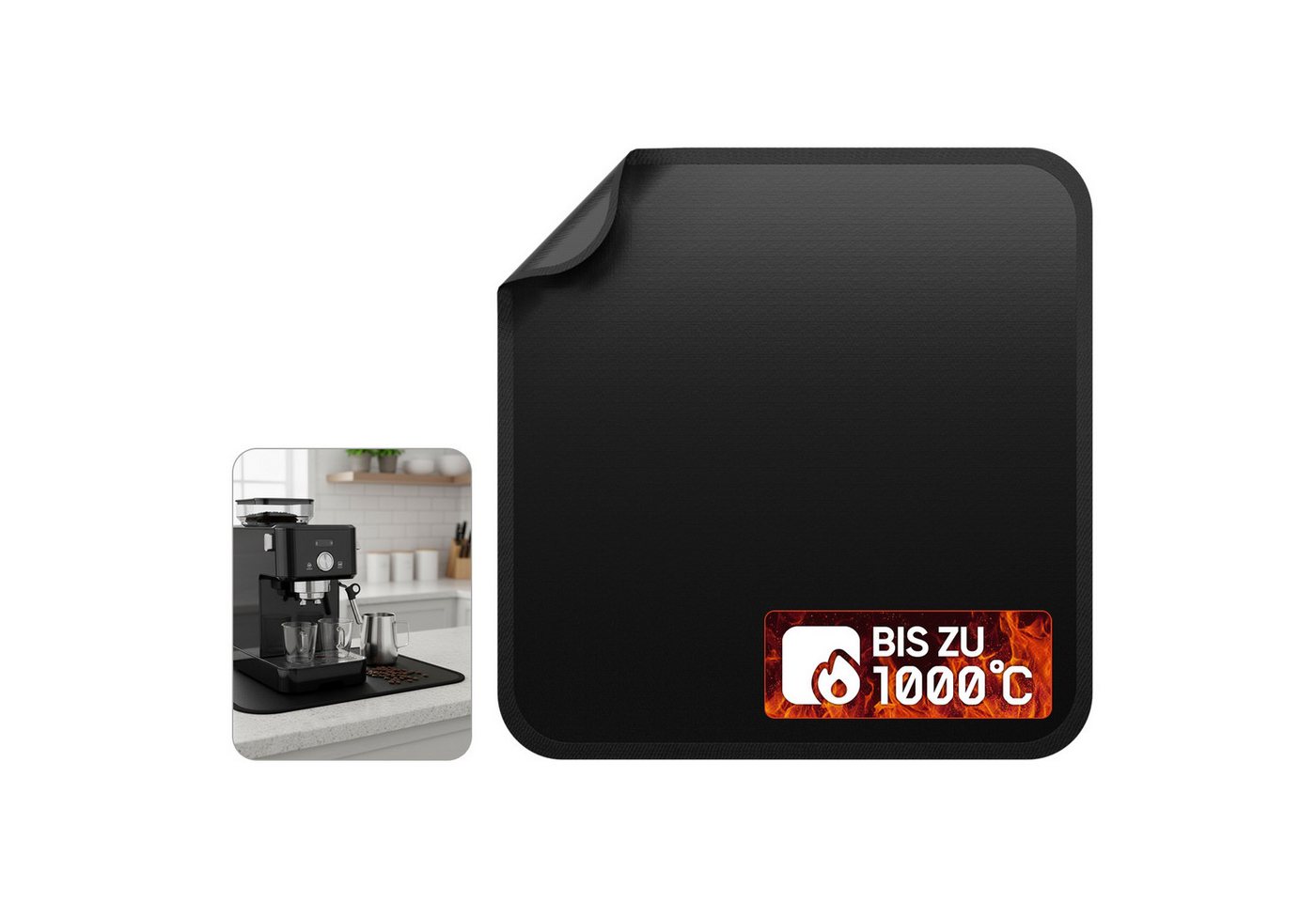 Evocamp Feuerfeste Matte 30 x 30 cm 3-Lagige Hitzeschutzmatte für Grill & Kamin Bild 2