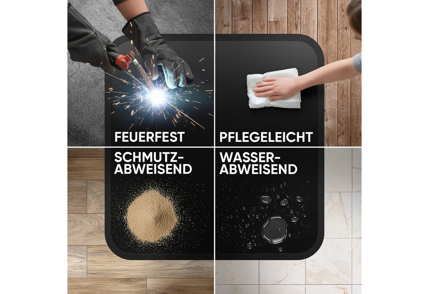 Evocamp Feuerfeste Matte 30 x 30 cm 3-Lagige Hitzeschutzmatte für Grill & Kamin Bild 3