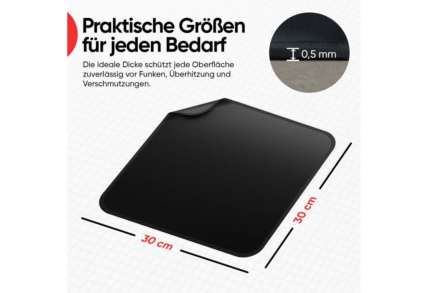 Evocamp Feuerfeste Matte 30 x 30 cm 3-Lagige Hitzeschutzmatte für Grill & Kamin Bild 5