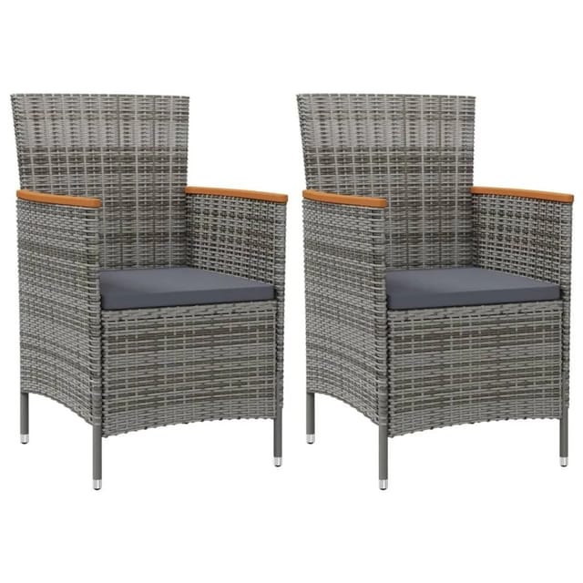 vidaXL Garten-Essstühle 2 Stk Poly Rattan Grau 316149