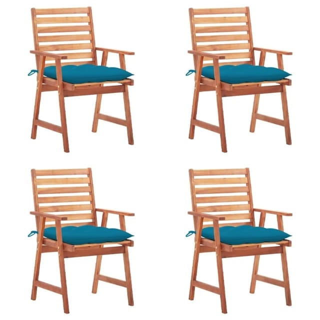 vidaXL Garten-Essstühle 4 Stk mit Kissen Massivholz Akazie 3078339