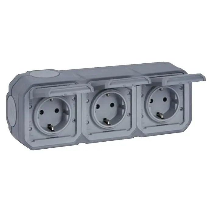 Legrand Steckdose Plexo New FR-AP 3-fach horizontal IP44 grau