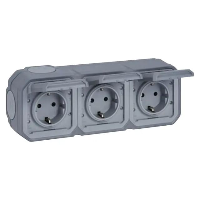Legrand Steckdose Plexo New FR-AP 3-fach horizontal IP44 grau