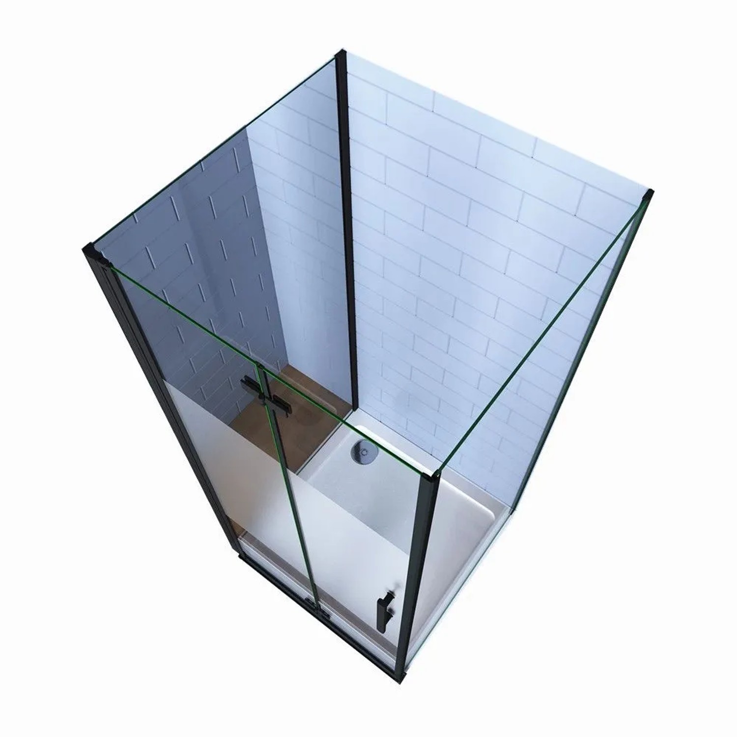 Duschparadies Duschkabine 80 x 80 x 80 cm U-Kabine 6mm Nano Milchglasstreifen Glas Falttür 195cm Höhe Dusche Duschtür