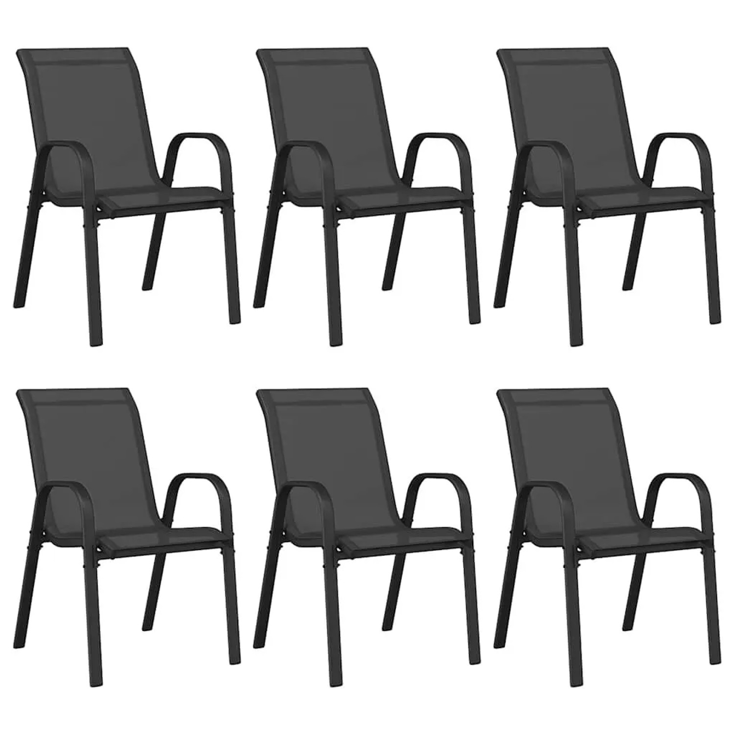 Furnicato Stapelbare Gartenstühle 6 Stk Schwarz Textilene