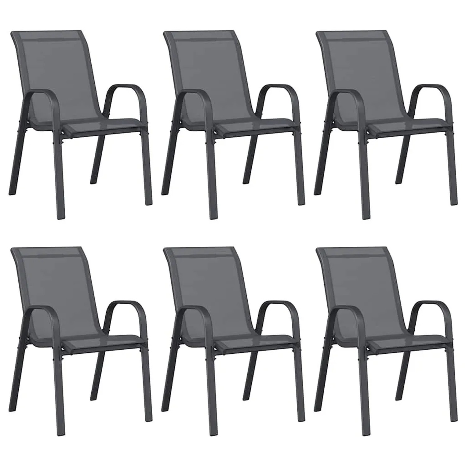 Furnicato Stapelbare Gartenstühle 6 Stk Grau Textilene