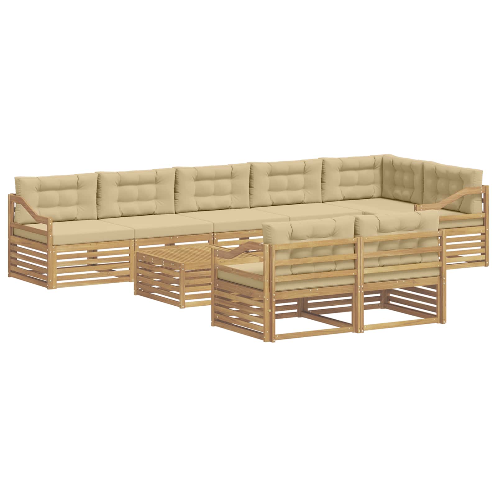 vidaXL Outdoor-Sofagarnitur mit Kissen 9 Stk Weiß und Beige 3390743