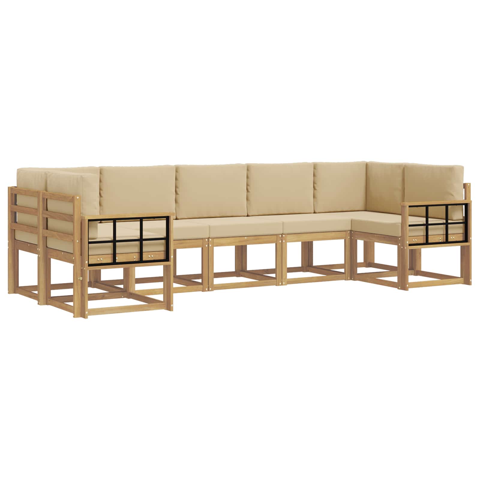 vidaXL Outdoor-Sofagarnitur mit Kissen 7-Tlg Weiß und Beige 3388167