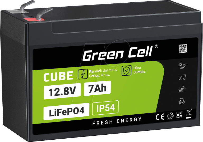 GC LFP12 7AH - Lithium-Akku, LiFePO4, 12,8 V, 7 Ah