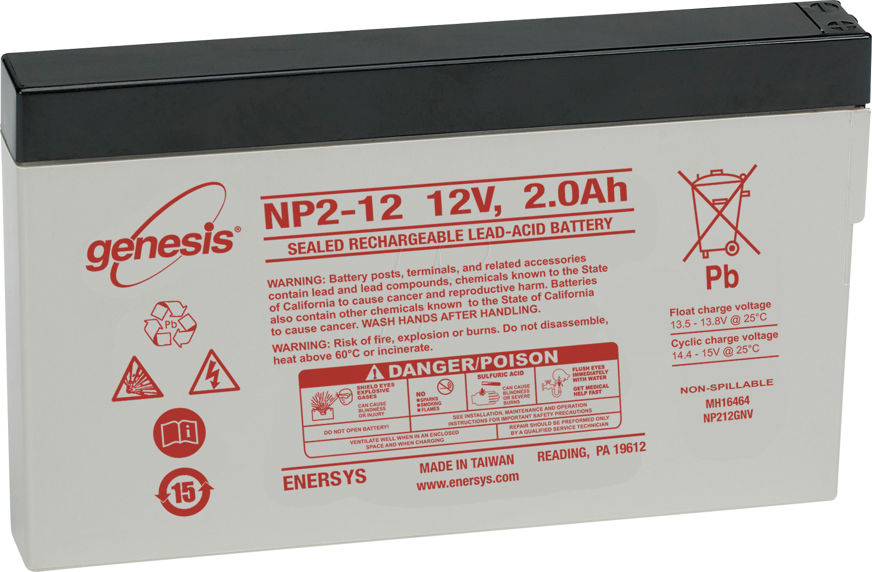 HK NP2-12 - Blei-Vlies-Akku, 12 V, 2 Ah, Standby USV